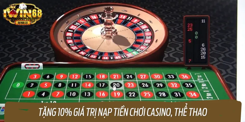 Khuyến mãi nạp đầu nhận 10% chơi casino, thể thao
